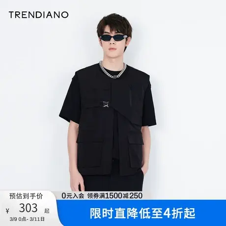 TRENDIANO2022春款外套男装夹克潮牌港风设计感小众休闲运动马甲图片