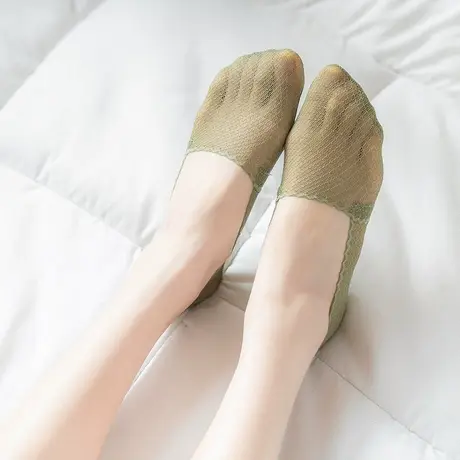 袜子女蕾丝袜夏季隐形船袜防滑硅胶浅口袜网孔透气日系韩版ins潮商品大图