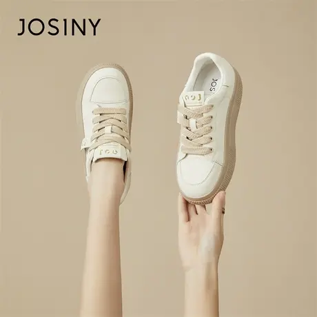 Josiny/卓诗尼小白鞋女款2024春季新款厚底复古面包鞋运动休闲鞋商品大图