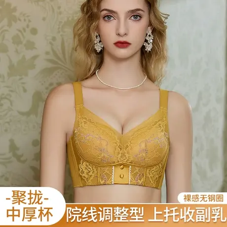 浪莎内衣女无钢圈小胸聚拢性感美背蕾丝文胸收副乳上托调整型胸罩商品大图