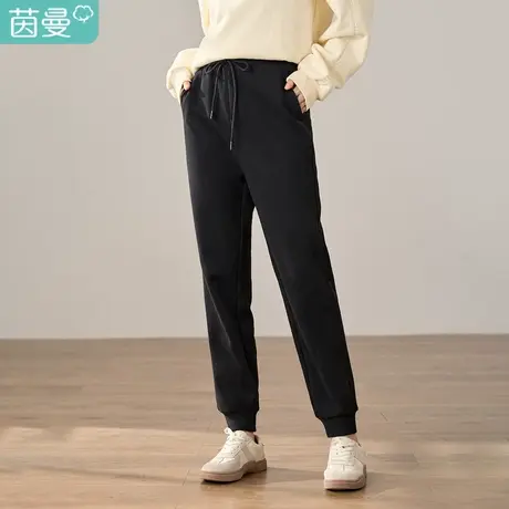 【商场同款】茵曼冬女装新款侧面镶嵌织带抽绳束脚宽松长裤图片