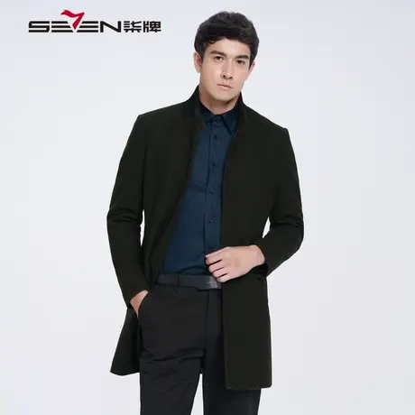【清仓】柒牌男装西服大衣冬季男士商务毛呢大衣中长款修身外套图片