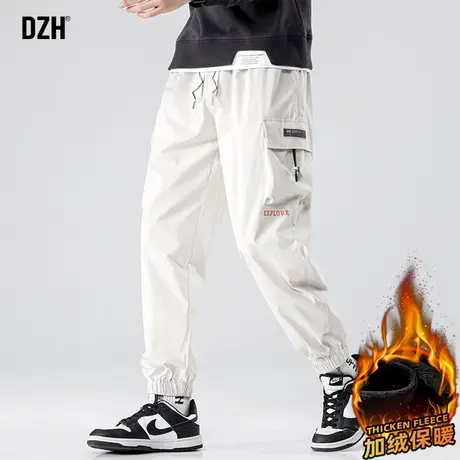 男士加绒裤子男冬季加绒加厚束脚工装裤大码男裤2023新款休闲长裤商品大图