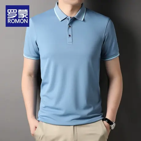 罗蒙短袖t恤男夏季翻领冰丝Polo衫男装2025新款男士半袖体恤衣服商品大图