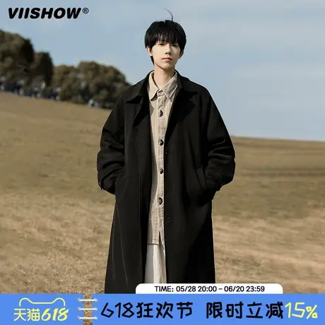 VIISHOW男装高街长款通勤风衣外套 2024秋季新品男士潮流外穿夹克图片
