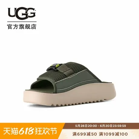 UGG夏季新款男士舒适时尚简约厚底露趾魔术贴休闲一字拖鞋1167871商品大图