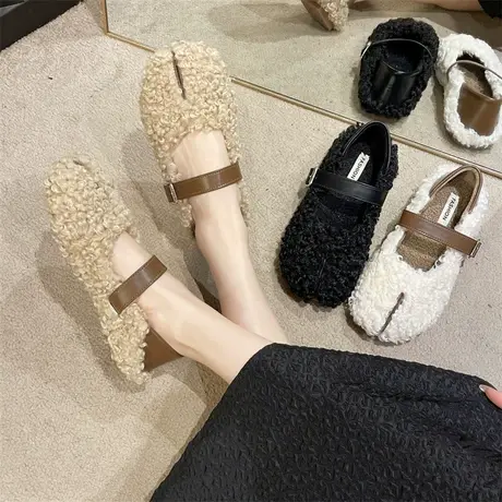 女鞋秋季新款2023年平底轻便绒面豆豆鞋孕妇防滑高级感浅口奶奶鞋商品大图