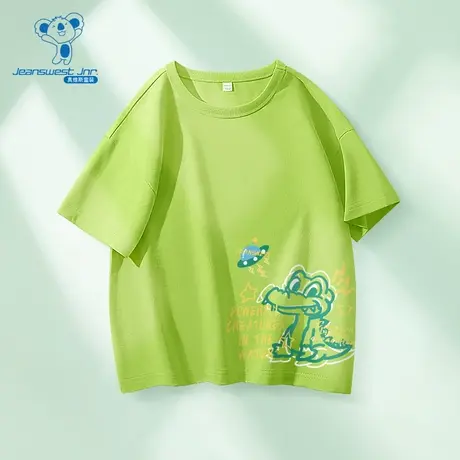 JU真维斯男女同款童装2025夏季新款恐龙印花圆领短袖T恤图片