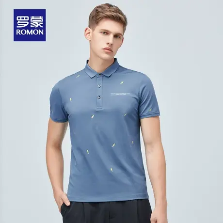 【断码清仓】罗蒙男士时尚印花Polo衫夏季中青年弹力修身T恤衫男图片