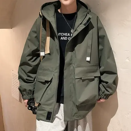 山系冲锋衣外套男春秋季新款潮牌连帽工装夹克男休闲登山防风衣服图片