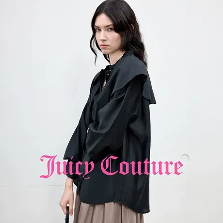 Juicy Couture橘滋衬衫女2025年秋季新款黑色高级轻薄宽松上衣商品大图