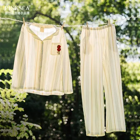 睡衣纯棉布料100全棉a类女款长袖家居服新款可爱高级感春秋套装商品大图