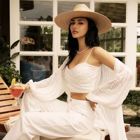 桔熊夏季度假风微透肤提花泡泡袖中长款罩衫宽松外套女大码EA3501图片