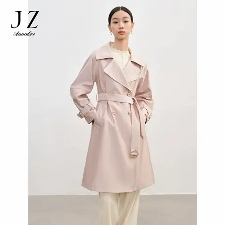 玖姿安娜蔻清爽简约英伦风落肩收腰经典风衣外套2025春季新款商品大图