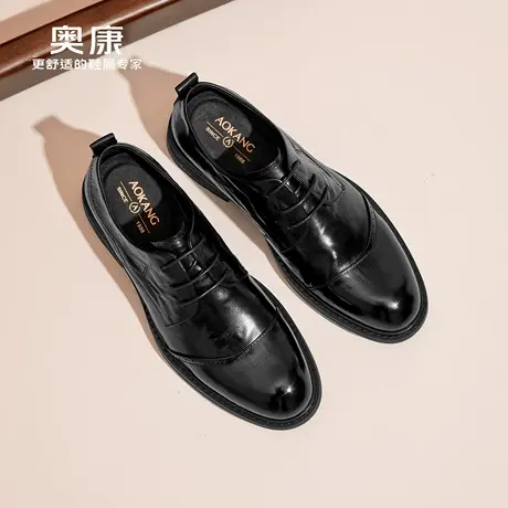 奥康 男鞋秋季男皮鞋商务三接头德比男士鞋真皮结婚新郎婚鞋N商品大图