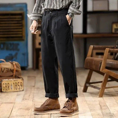 百搭工装裤天然高密精梳棉微弹力面料时尚舒适直筒休闲男裤商品大图