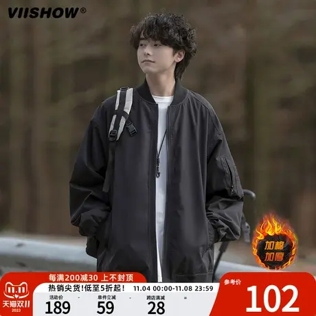 VIISHOW飞行员棉服男秋冬款复古宽松潮流加棉棒球服机能工装外套商品大图