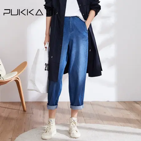 蒲PUKKA 女装棉质牛仔裤春装设计感休闲萝卜裤商场同款商品大图