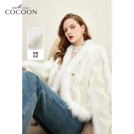 MISSCOCOON2023冬季新款狐狸毛小香风女生年会皮草外套图片