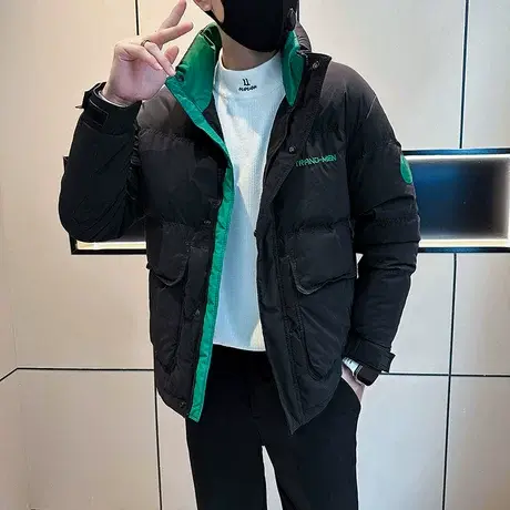 2023年冬季撞色设计感棉服潮牌潮流时尚休闲棉衣INS痞帅学生外套图片