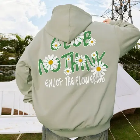 Nuthink美式420g重磅小雏菊连帽卫衣潮牌男宽松新款情侣春季帽衫商品大图