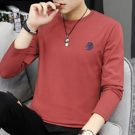 纯棉长袖t恤男宽松圆领上衣服春秋款全棉内搭打底衫体恤潮流秋衣商品大图