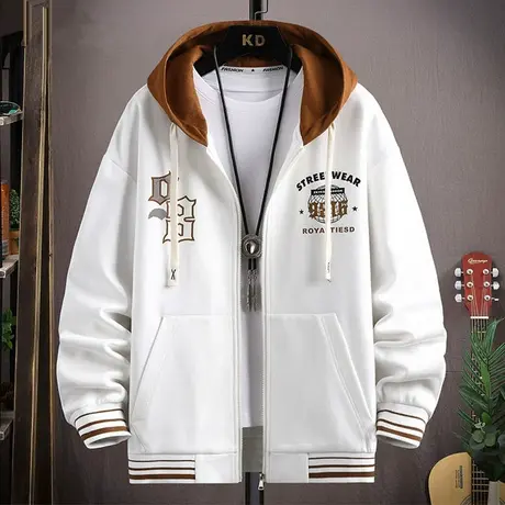 开衫卫衣男春秋款休闲帅气棒球服夹克男外套冬装潮牌潮流连帽衣服商品大图