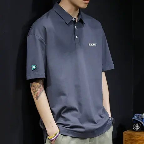 夏季Polo衫男士2024新款短袖t恤宽松大码高级感加肥加大体恤保罗商品大图