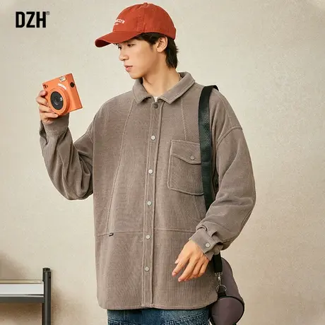 男士长袖衬衫潮牌男高级感休闲衬衣2023新款灯芯绒外套男装上衣服商品大图