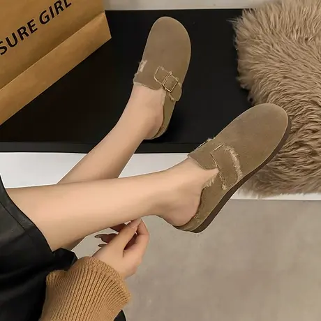 秋季拖鞋女外穿2024年新款防滑孕妇鞋懒人穆勒网红平底包头半拖鞋商品大图