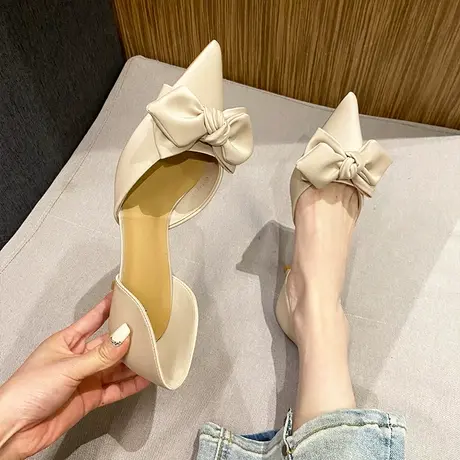 女神范尖头高跟鞋女2024年夏季新款包头凉鞋时尚百搭细跟职业单鞋图片