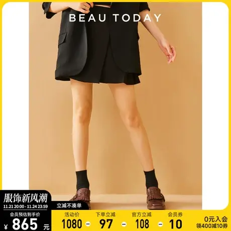 BeauToday厚底乐福鞋女新款复古粗跟BT浅口单鞋法式复古平底女鞋商品大图