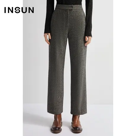 INSUN恩裳冬季潮流灰色花纱层次感保暖裤商品大图