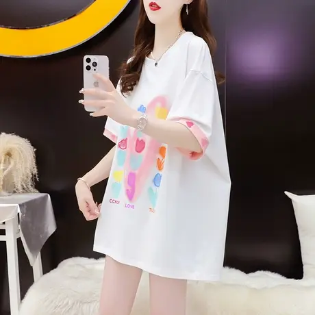 设计感短袖T恤女2023新款夏季时尚洋气减龄宽松慵懒风半袖上衣薄图片