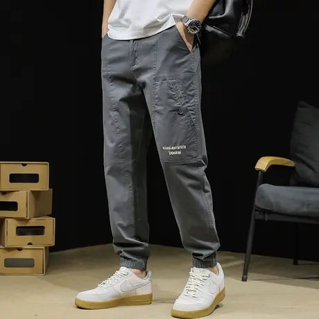 束脚休闲裤男春季2024新款潮牌男裤弹力小脚裤男士春秋薄工装裤子商品大图