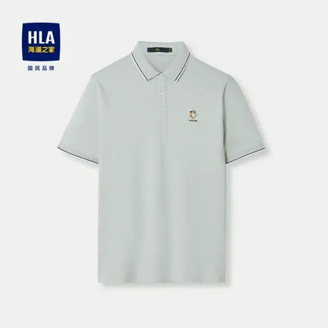 HLA/海澜之家布鲁伊联名系列短袖POLO衫24春夏新款凉感绣花上衣男商品大图