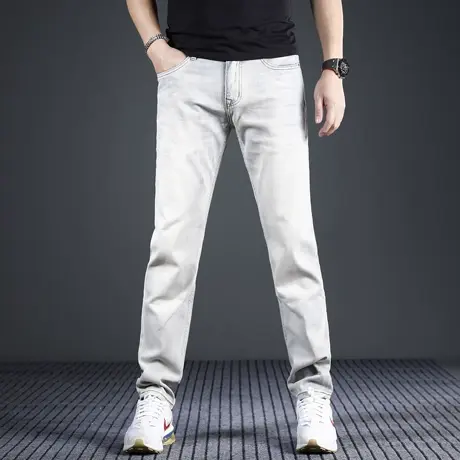 美式复古牛仔裤男款宽松直筒2024新款浅色春夏季薄款休闲男士裤子商品大图