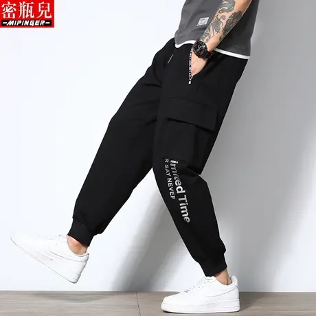 加绒潮牌工装裤子男秋冬季男士休闲卫裤大码加肥加大男裤运动长裤商品大图