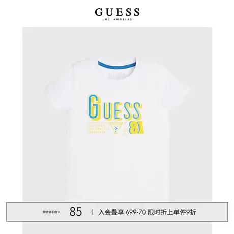【38上新季】GUESS 童装男童炫酷渐变字母印花套头T恤图片