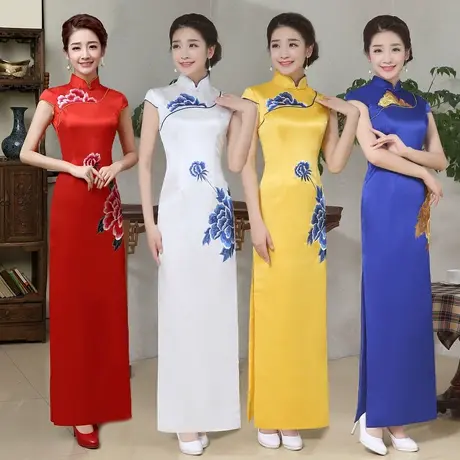 青花瓷旗袍演出舞台走秀礼仪旗袍小姐服装庆典酒店迎宾礼仪旗袍商品大图