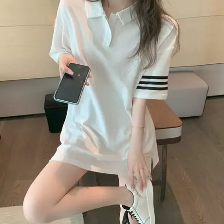 大码女装夏季新款中长款胖mm宽松短袖t恤裙女设计感小众上衣200斤图片