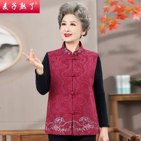2023秋季新款妈妈装无袖背心马夹中老年人女奶奶装夹克上衣服外套商品大图