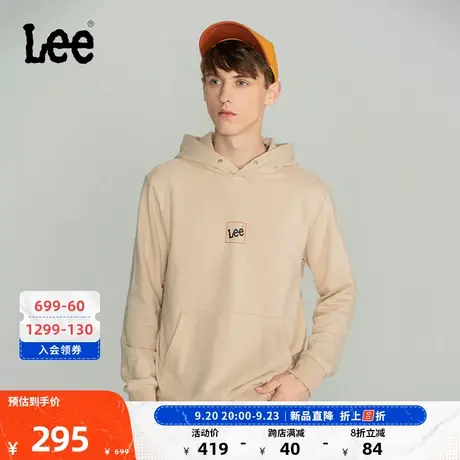 Lee商场同款23新品标准米色男长袖连帽卫衣LMT003673101-97W图片