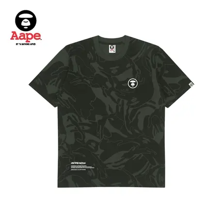 Aape旗舰店男装春夏迷彩暗纹印花猿颜徽章短袖T恤1249XXK商品大图