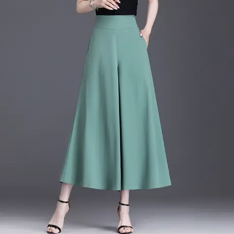 裙裤女夏季2023新款高腰宽松九分阔腿裤坠感大码休闲裤大脚裤甩裤图片