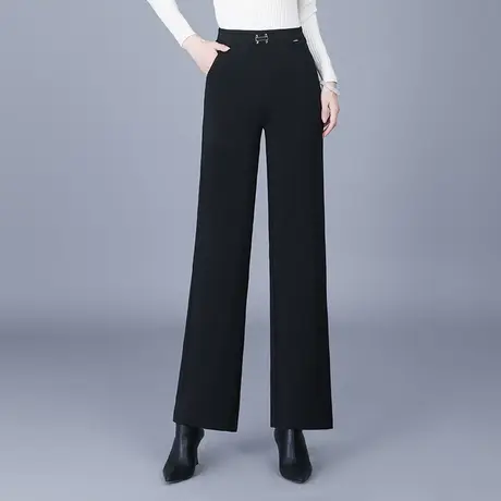 黑色阔腿裤女2023新款秋季高腰垂感直筒西装裤显瘦通勤长裤职业裤商品大图