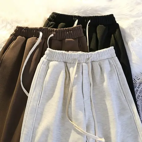 束脚运动裤女秋冬加绒加厚潮牌小众设计感宽松显瘦灰色哈伦卫裤子商品大图