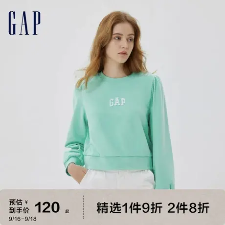 Gap女装秋季新款LOGO泡泡袖法式圈织软卫衣590996休闲运动上衣图片