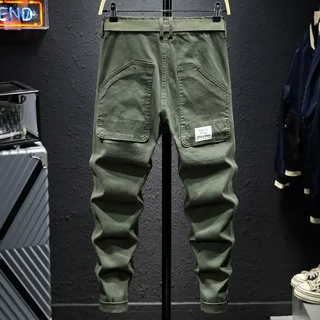 秋冬款潮牌男士休闲裤修身小脚显瘦百搭工装裤子男装韩版潮流日系商品大图