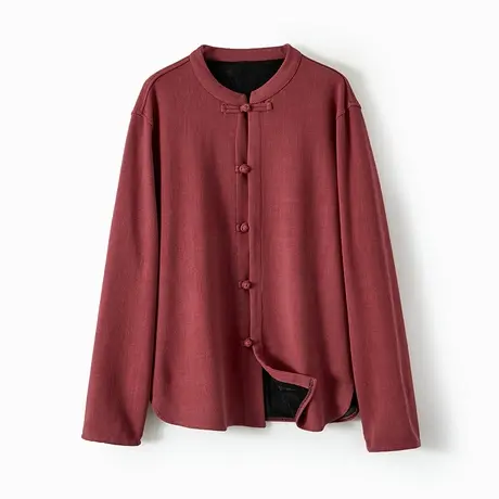 棉麻唐装冬季中国风保暖衬衫男加绒复古男装外套立领加厚打底衬衣商品大图